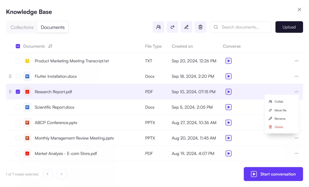 Image: Kebab menu of documents operations